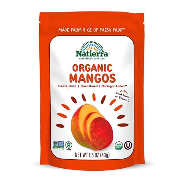 Nature's All Foods Organic Freeze-Dried Mangoes | Non-GMO & Vegan| 1.5 Ounce