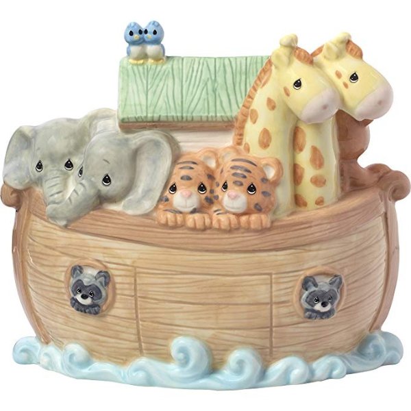 Overflowing with Love Noah's Ark Top Slot Porcelain Nursery Decor Baby Bank