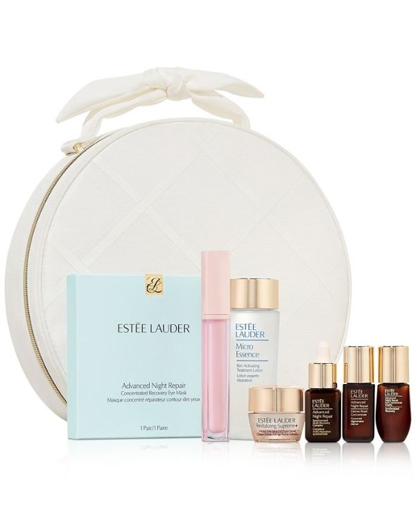 Limited Edition. 7 Skincare Essentials (including 2 full sizes) that reveal a gorgeous glow for the holidays and beyond. - Only $39.50 with any Estee Lauder Purchase. A $212 Value! Double Wear Stay-in-Place Foundation, 1.0 oz. Revitalizing Supreme+ Global Anti-Aging Cell Power Moisturizer Creme, 2.5-oz. Advanced