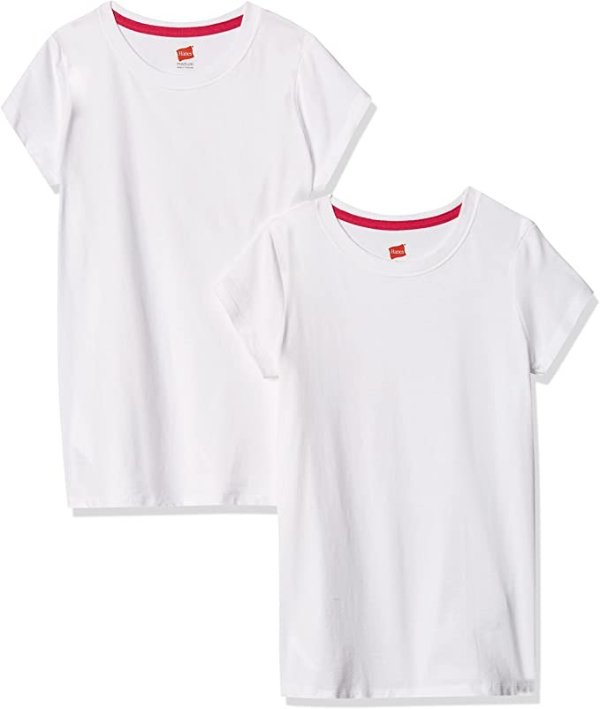 女孩 白色平纹全棉 T 恤 2 件装