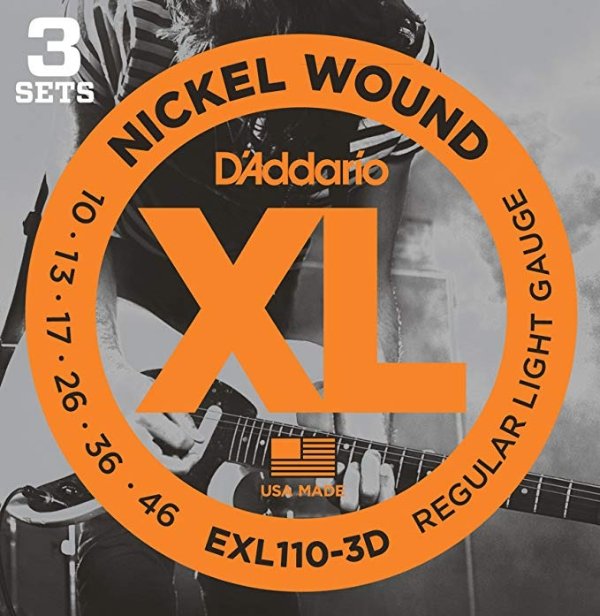 EXL110-3D Nickel Wound Electric Guitar Strings, Regular Light, 10-46, 3 Sets