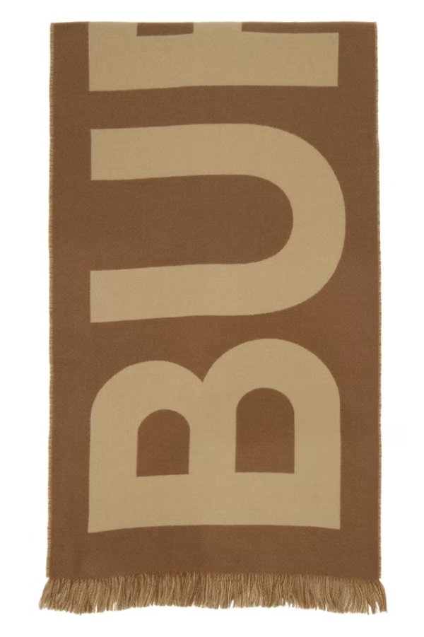 Brown & Beige Jacquard Logo Scarf