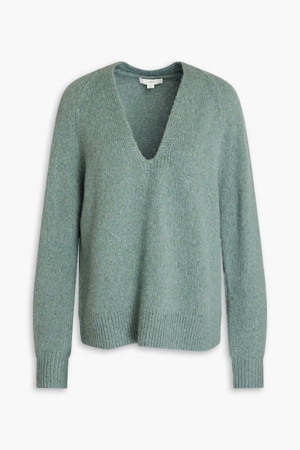 Melange merino wool-blend sweater