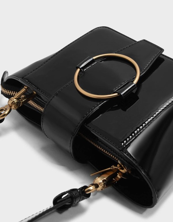 Black Circular Detail Crossbody Bag | CHARLES & KEITH