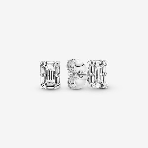 Sparkling Square Halo Stud Earrings