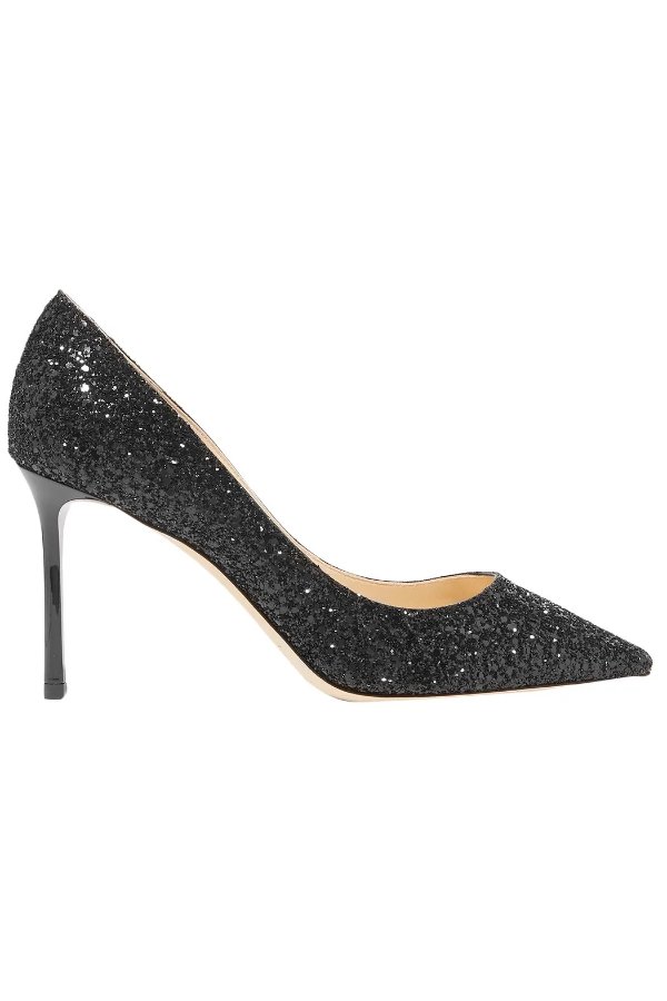 Romy 85 glittered leather pumps