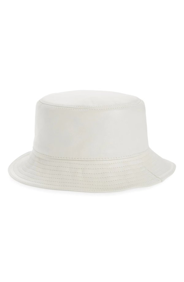 Logo Zip Leather Bucket Hat