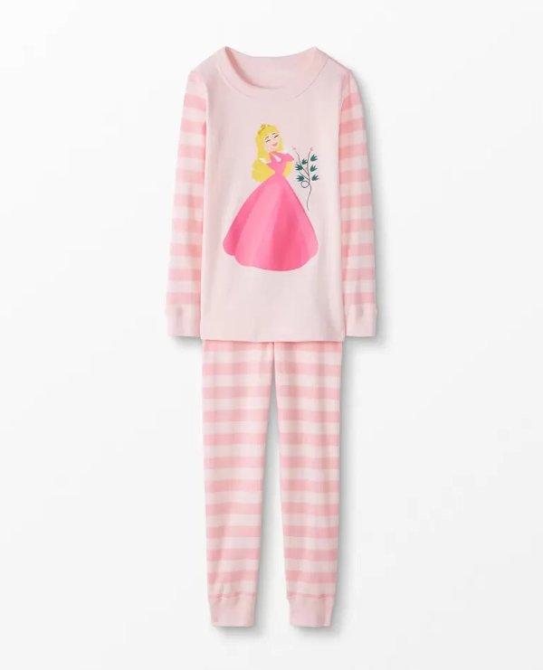 Disney Princess Long John Pajamas In Organic Cotton