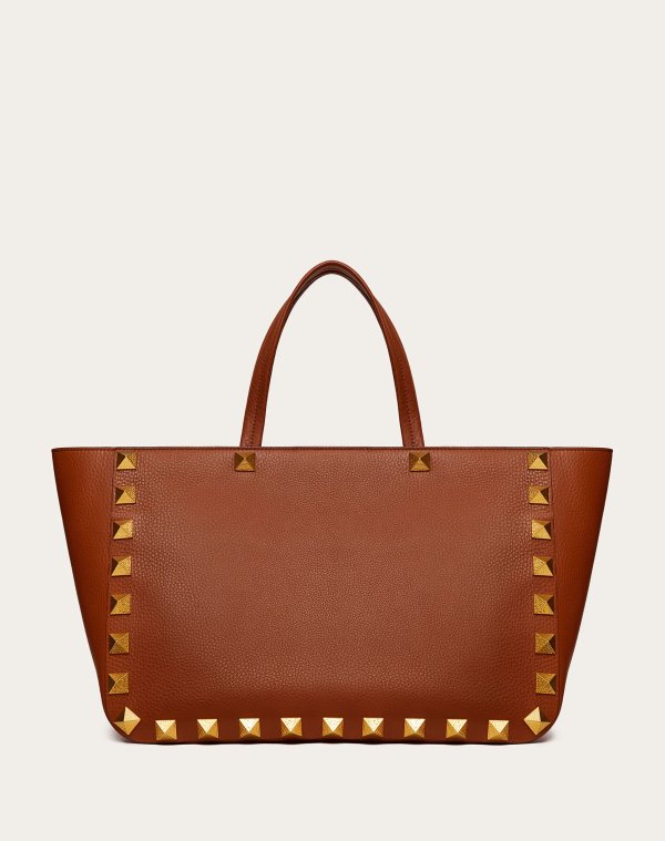 Roman Stud Grainy Calfskin Tote Bag for Woman | Valentino Online Boutique
