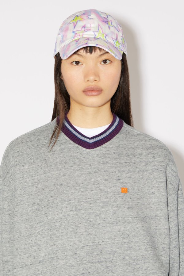 Micro Face Logo Patch V-Neck Sweater