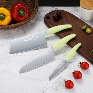 Ending Soon: SHI BA ZI ZUO Knife Set of 3 Piece Kitchen Knife Meat Cleaver Santoku Knife Paring Knife Cutting Meat Vegetable Fruit for Home