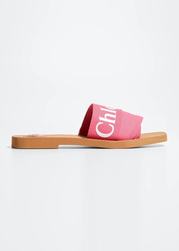 Woody Flat Logo Ribbon Slide Sandals