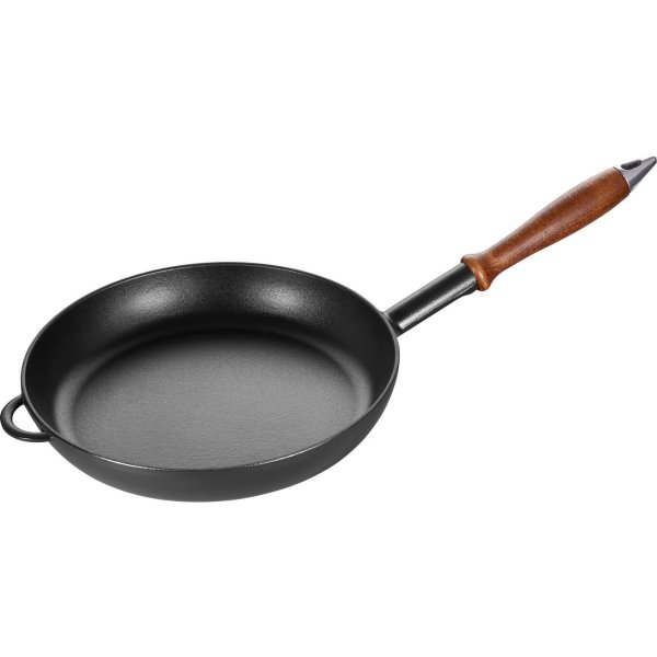 Staub Cast Iron 11" Fry Pan with Wooden Handle - Visual Imperfections - Matte Black