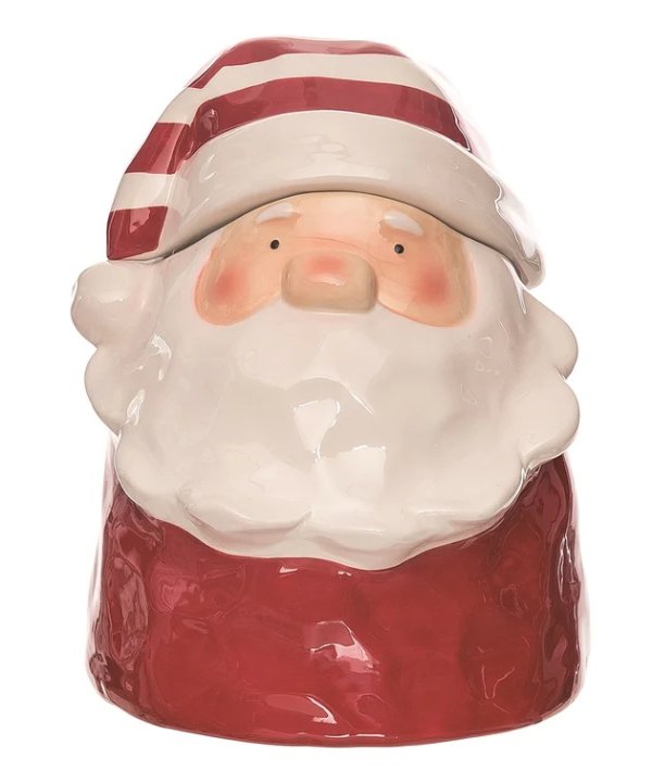Red & White Peeking Santa Cookie Jar