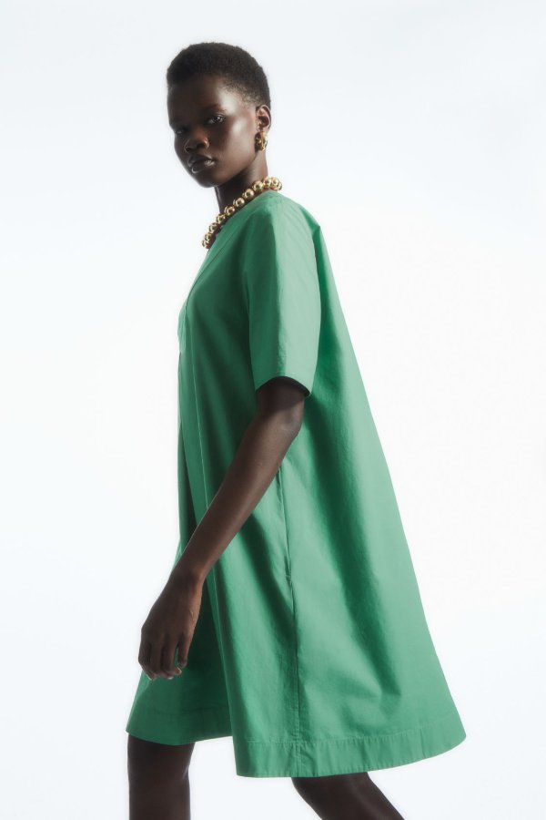 COS COS V-NECK T-SHIRT DRESS - TEAL GREEN - Dresses - COS 120.00