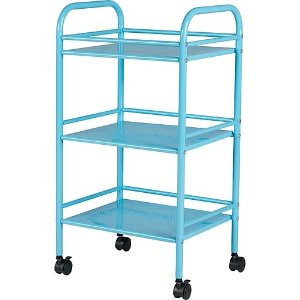 Staples 3 Shelf Rolling Cart, Light Blue
