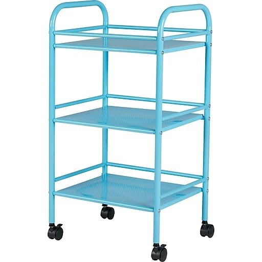 3 Shelf Rolling Cart, Light Blue