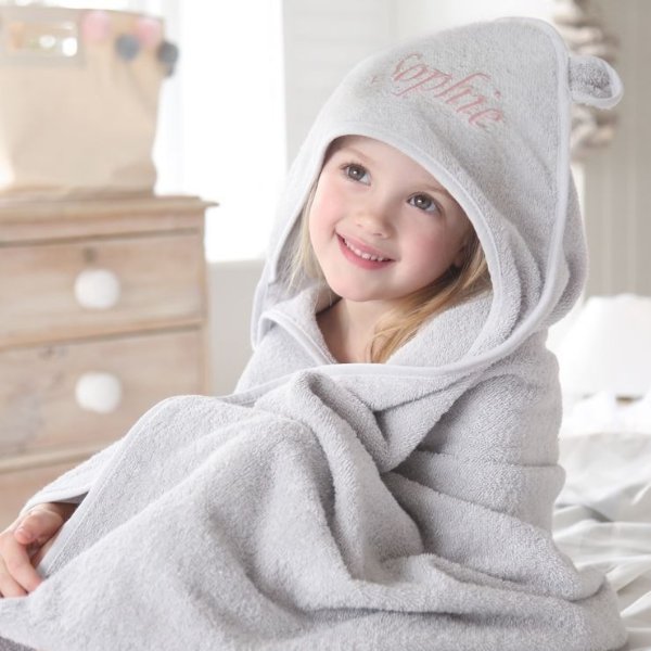 Personalized Large Gray Hooded Towel