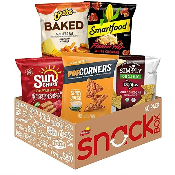 -Lay Ultimate Hot & Bold Smart Care Package, Variety Pack, Individually Wrapped Snacks, Includes Popcorners, Simply Organic Doritos, Baked Cheetos, Smartfood Popcorn, Sunchips, 40 Count