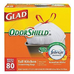 Glad OdorShield 13 Gallon容量垃圾袋（80个）