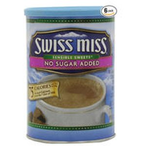 Swiss Miss Hot Cocoa Mix, Sensible Sweets, No Sugar Added, 13.8-Ounce Canisters (Pack of 6)
