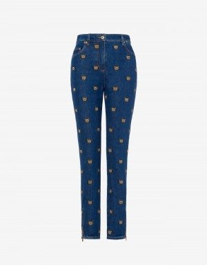 Teddy Embroidery denim trousers - Pants - Clothing - Women - Moschino | Moschino Official Online Shop