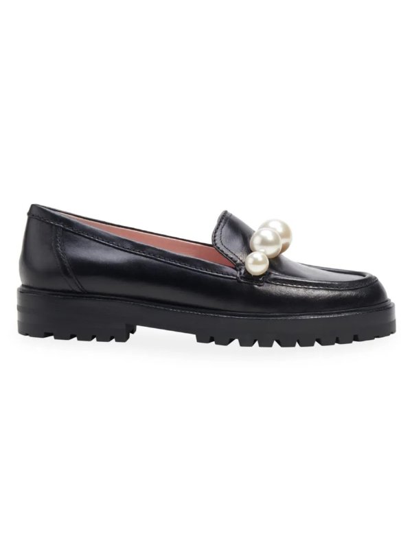 Posh Faux-Pearl Leather Loafers
