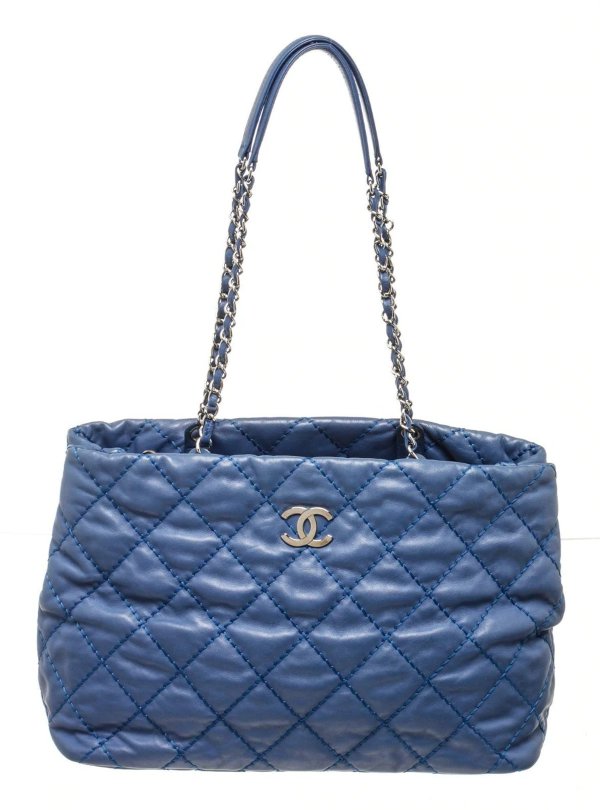 Chanel Blue Quilted Lambskin Boy Camera Shoulder Bag