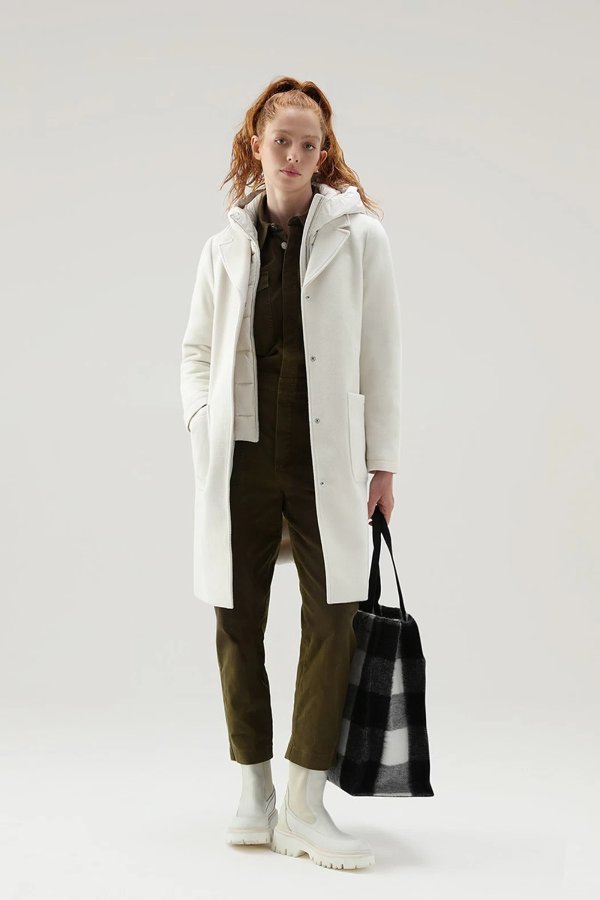 Kuna Parka in Wool and Cashmere Blend Milky Cream