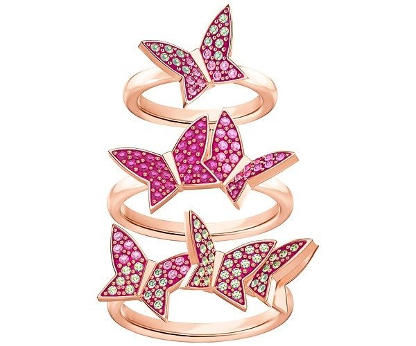 | Lilia Ring Set, Multi-colored, Rose gold plating