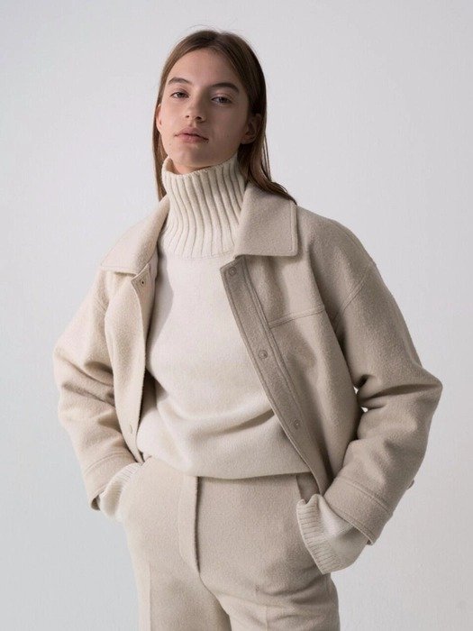Wool Reversible Jacket-Ivory
