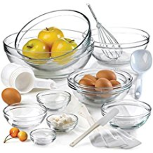 Anchor Hocking Tempered Glass Assorted Dishwasher Safe Mixing Bowl, 10 Piece