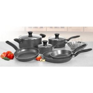 T-fal A821SA Initiatives Nonstick Inside and Out Dishwasher Safe Oven Safe Cookware Set, 10-Piece