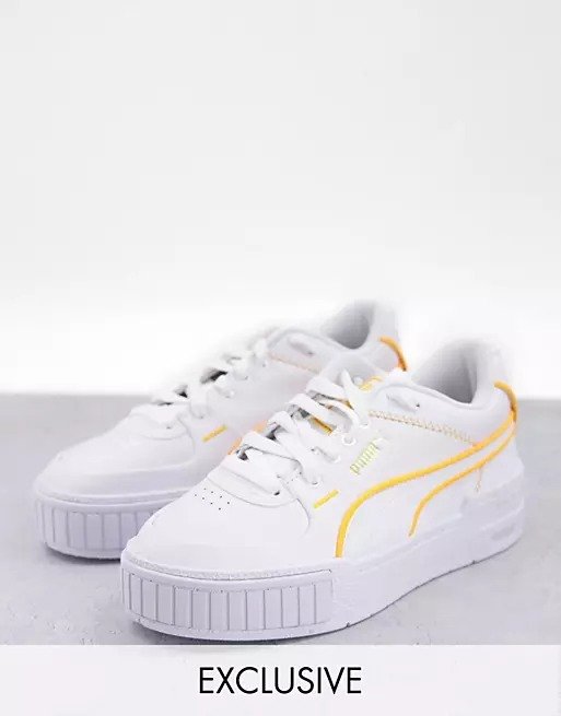 Cali Sport sneakers in white with neon orange piping - exclusive to ASOS
