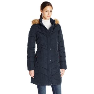 Tommy Hilfiger Women's Long Chevron-Quilted Down Coat