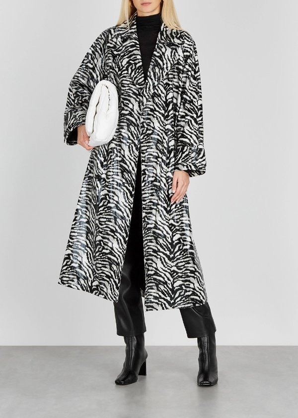 Shelby zebra-print trench coat