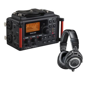 Audio-Technica ATH-M50x Pro Monitor Headphones + Tascam DR-60D MKII Portable Recorder for DSLR