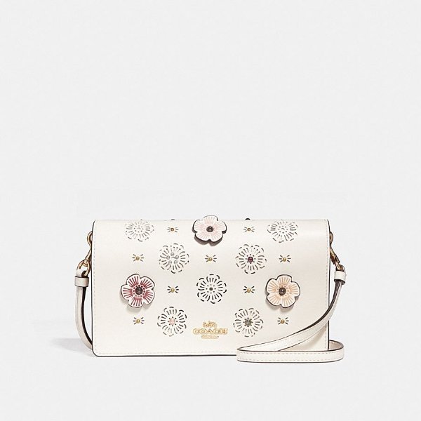 Foldover Crossbody Clutch With Cut Out Tea Rose