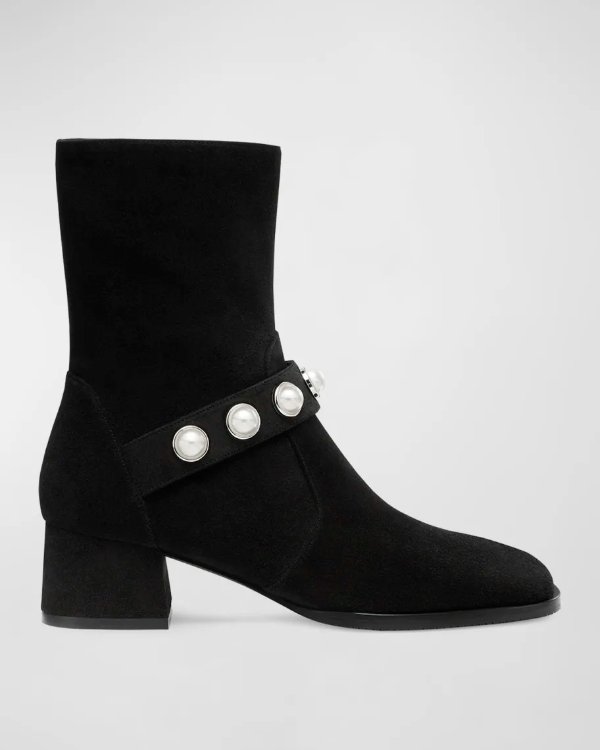 Portia Suede Pearly Ankle Boots