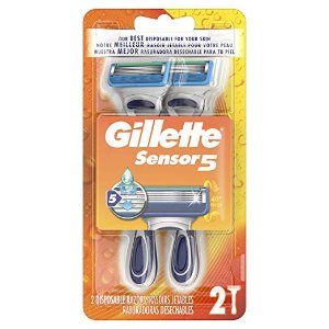 Gillette Sensor5 Men's Disposable Razors, 2 Count, Mens Razors/Blades