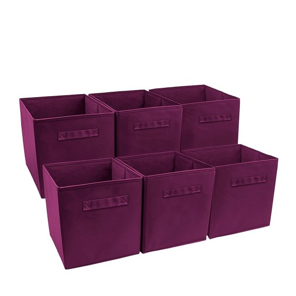 Purple Foldable Storage Cube Basket Bin - Pack of 6