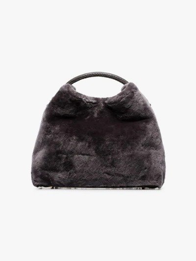 grey Raisin shearling leather tote bag