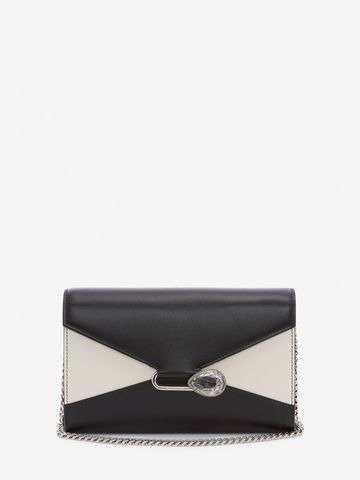 Women's Black/White Pin Wallet On Chain | Alexander McQueen