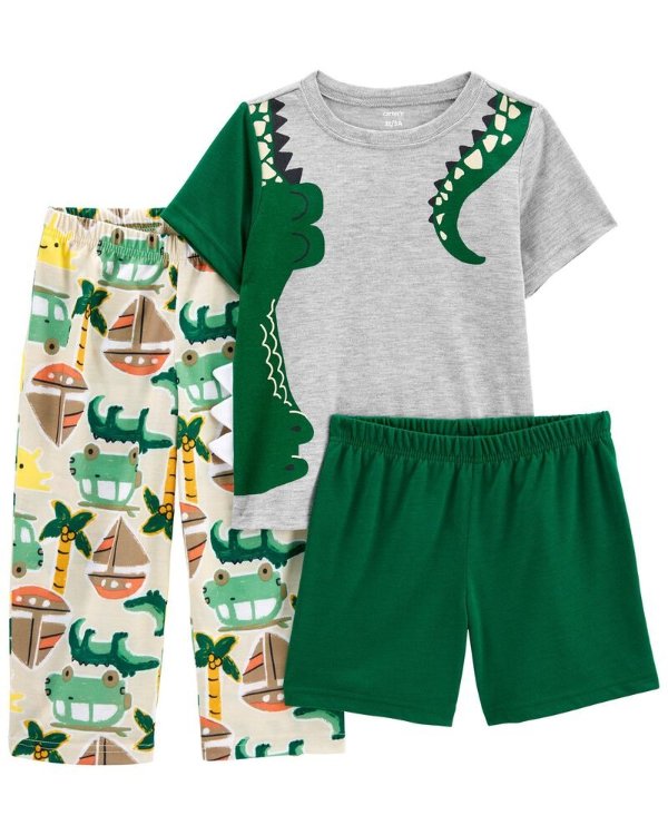 Toddler 3-Piece Alligator Loose Fit PJs