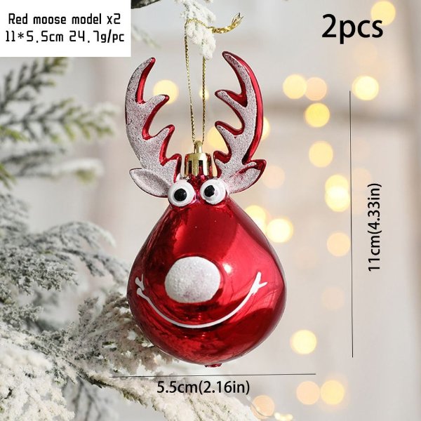 Set of 2 PVC Reindeer Hanging Decorations for Christmas Tree with Beautiful Nordic Style Design