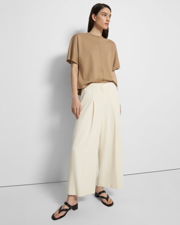 Pleated Wide-Leg Pant in Striped Admiral Crepe