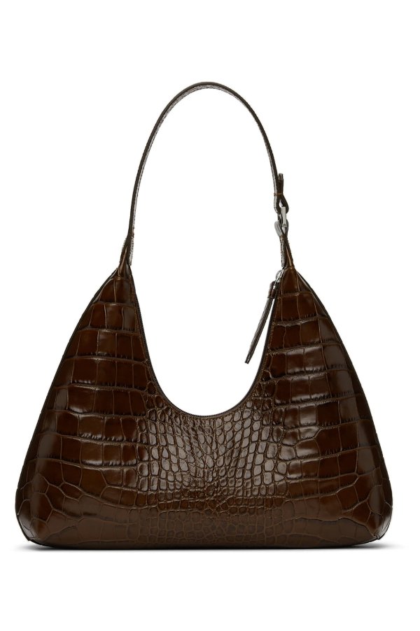 Brown Croc Amber Shoulder Bag