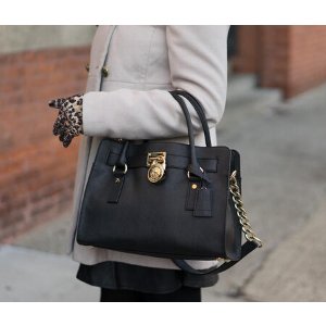 Michael Kors Hamilton Satchel Handbag - Black