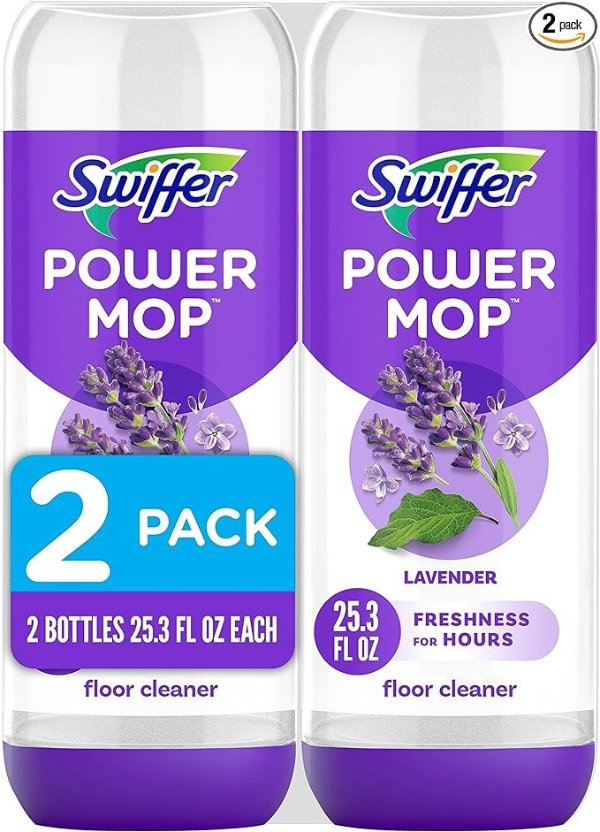 Swiffer PowerMop Floor Cleaning Solution with Lavender Scent, 25.3 fl oz, 2 Pack