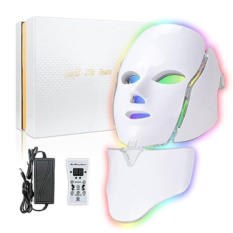Led Face Mask Light Therapy 7 Color Led Light Therapy Facial Mask Blue Red Light Therapy for Face Acne Reduction Skin Care Mask